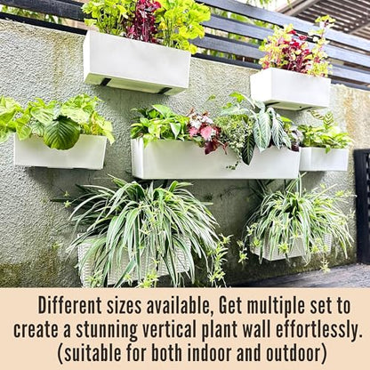 LaLaGreen Hanging Planter Boxes Outdoor (40 Inch, 2 Pack) Extra Large Window Flower Box with Bracket, White Rectangular Self Watering System Vertical Plant Container Wall Mount Indoor Succulents Herbs - color: White X 2