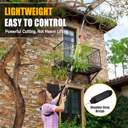 8-Inch Cordless Pole Saw Compatible with Dewalt 20V Max Battery - color: Pole Black