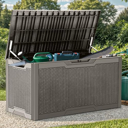 YITAHOME 100 Gallon Resin Deck Box - color: Taupe, size: 100 gallon