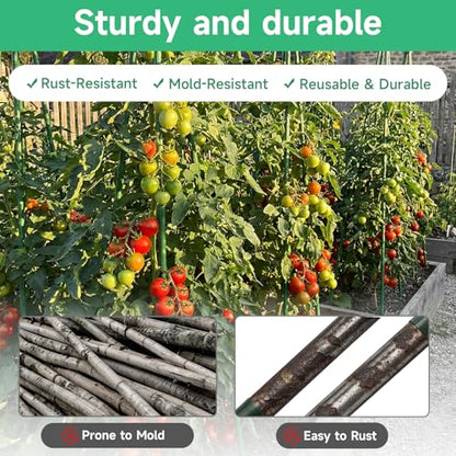 100 Pcs Garden Stakes 16 Inch DIY 4ft 5ft 6ft 7ft 8ft Tomato Plant Stakes