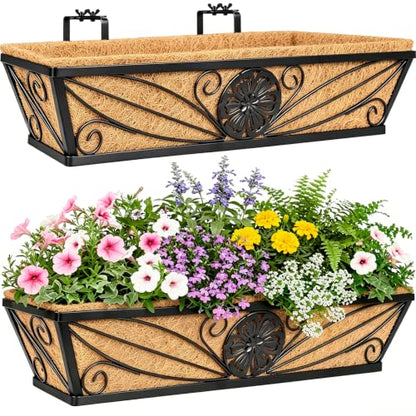 2 Pack 24 Inch Railing Planter Boxes