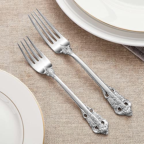 KEAWELL Luxury 4-Piece 18/10 Stainless Steel Dinner Fork Set (Silver) - color: Silver