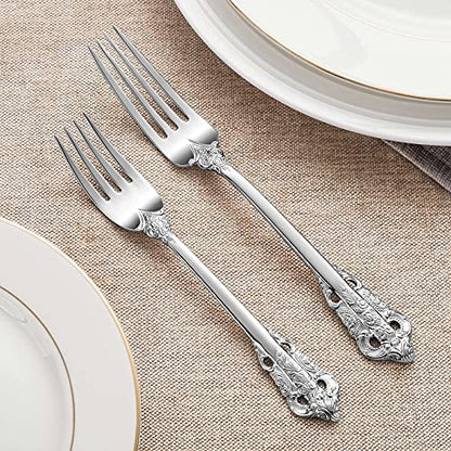 KEAWELL Luxury 4-Piece 18/10 Stainless Steel Dinner Fork Set (Silver) - color: Silver