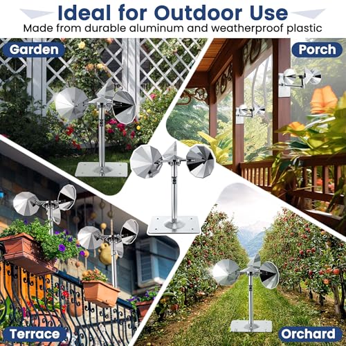 2 Pack Reflective Spinning Bird Deterrents, Wind-Powered Aluminum Alloy