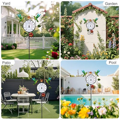 Hummingbird Outdoor Thermometer with 35.7" Stake Waterproof - style: Hummingbird
