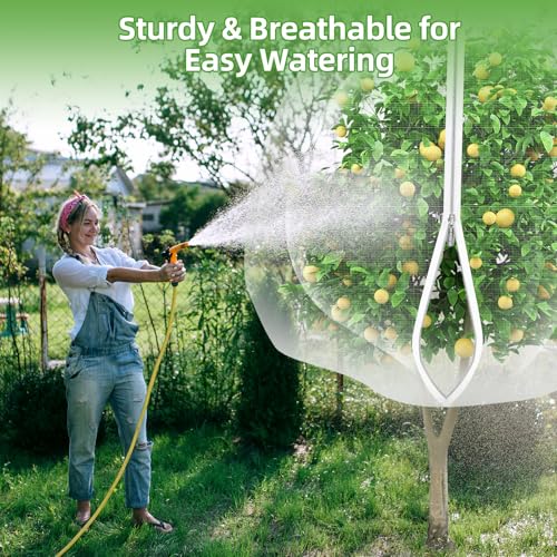 15'*15' Large Fruit Tree Netting for Squirrels and Birds with Drawstring, Insect Bird Netting Pest Barrier for Garden Protection (White, 2pc) - size: 2pc 15'*15'