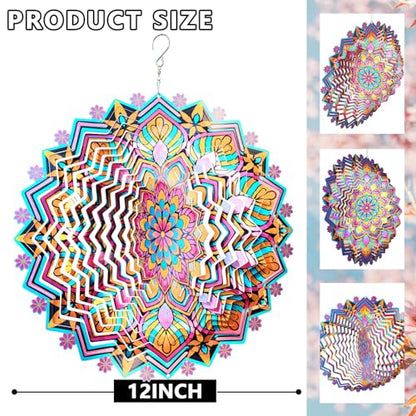 Metal Wind Spinner, Mandala Lotus Wind Spinners, Mandala Gift - color: Mandala Lotus