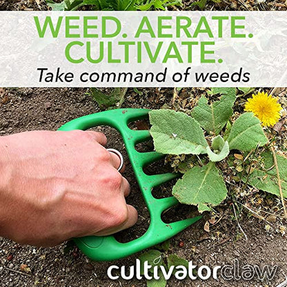 Bear Paws Cultivator Claw - Ergonomic Gardening Tools - Hand Held Garden Tool - Hand Rake - Strong Nylon Weeder - Manual Weeding, Aerating, Cultivating… - color: green