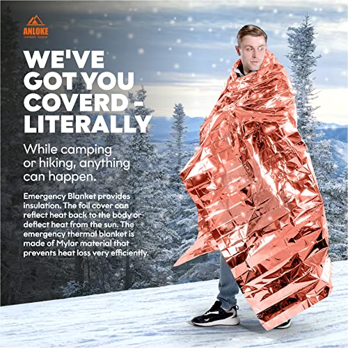 ANLOKE Emergency Blanket Mylar Thermal Blanket(4 Pack) Survival Gear-Orange - color: Orange -4 Pack
