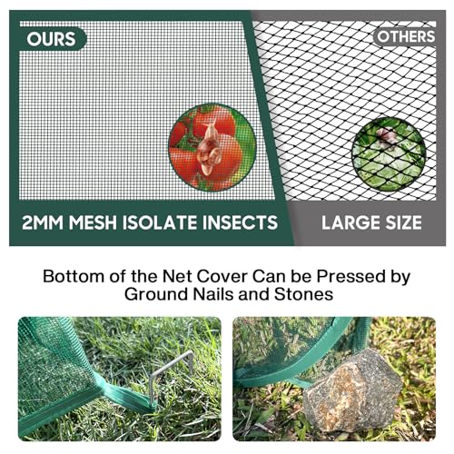 Pop Up Mesh Plant Cover, 35x35x38'' Garden Netting for Insect Protection - color: Green, size: 1 piece