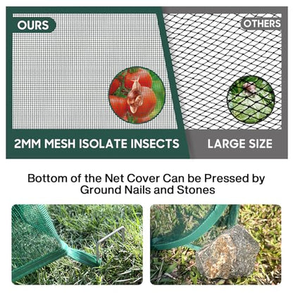Pop Up Mesh Plant Cover, 35x35x38'' Garden Netting for Insect Protection - color: Green, size: 1 piece