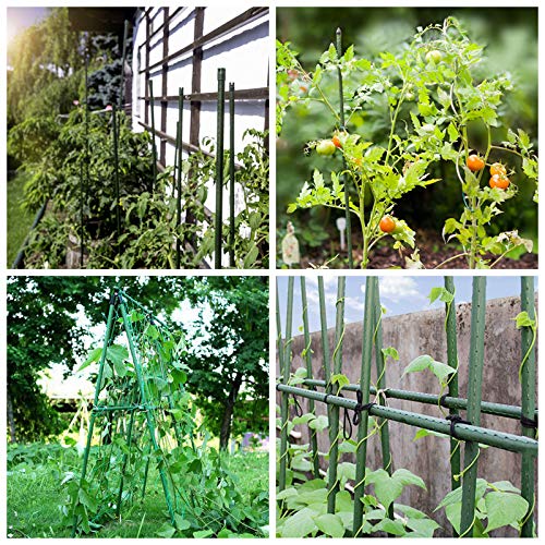 Mininfa Steel Plant Stakes 4.75 Feet, Plastic Coated Metal Garden Stakes Supports Climbing for Tomatoes, Trees, Beans, 25 Pack - size: 4.75 Feet 25 Pack