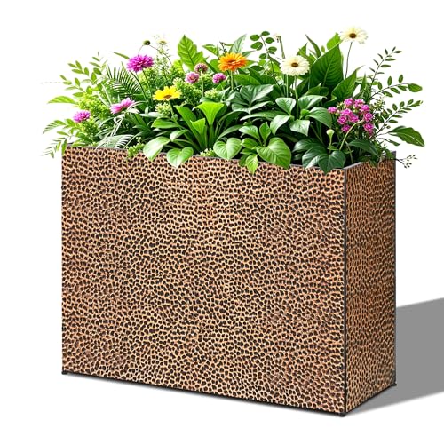 BAYN Large Rectangular Metal Garden Block Planter Box 32x12x24 Inch - color: Bronze