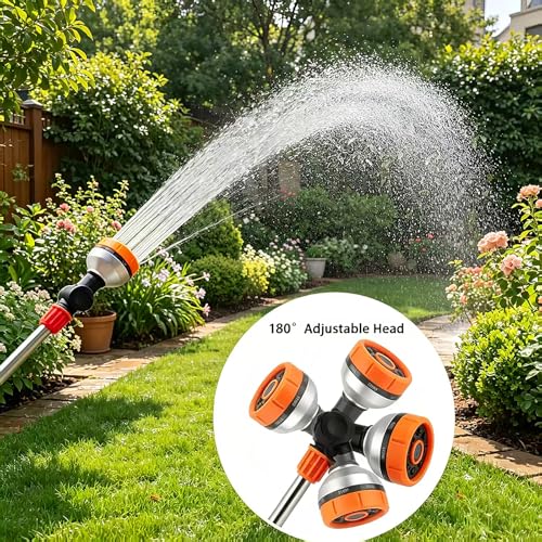 17.5" Garden Watering Wand, 8 Spray Patterns Hose Nozzle，Fits Garden Hose