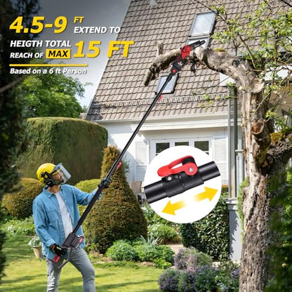 2-in-1 Cordless Pole Saw and Mini Chainsaw for Pruning Branches, Cutting