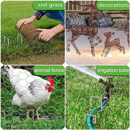 100 Pack Landscape Staples 4 Inch 12 Gauge Garden Stakes - size: 4 inch 100 Pack