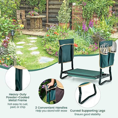 IRONMAX Garden Kneeler and Seat, Heavy Duty Foldable Gardening Bench Stool w/Soft Foam Pad & 2 Tool Storage Bags for Kneeling & Sitting, Gardening Gifts for Women Men - style: 2 Tool Storage Bags