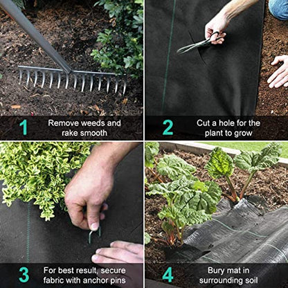 Weed Barrier Fabric Heavy Duty Landscape Fabric 6FTX100FT 3.2oz - size: 6X100 FT