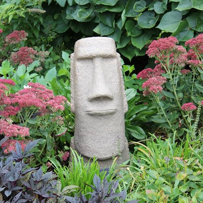 EMSCO Group Easter Island Head Statue – Natural Sandstone Appearance – Made of Resin – Lightweight – 28” Height - color: Sandstone, style: Easter Island