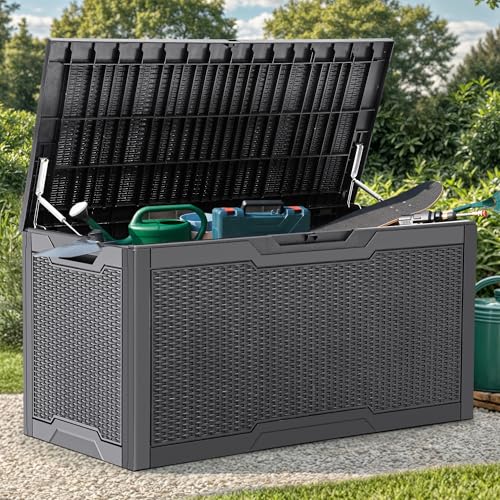 YITAHOME 100 Gallon Large Deck Box - color: Dark Gray
