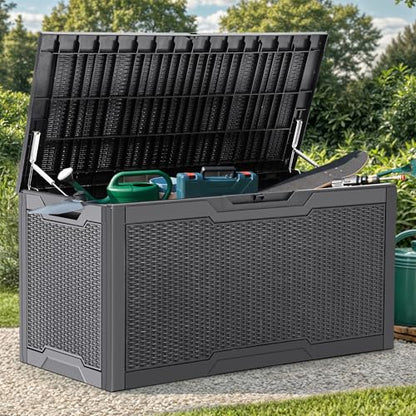 YITAHOME 100 Gallon Large Deck Box - color: Dark Gray