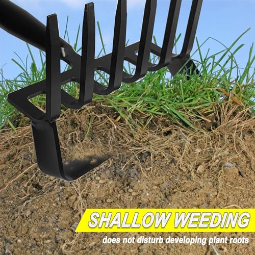 6-Tines Rake and Stirrup Hoe - Stainless Steel Cultivator for Gardening
