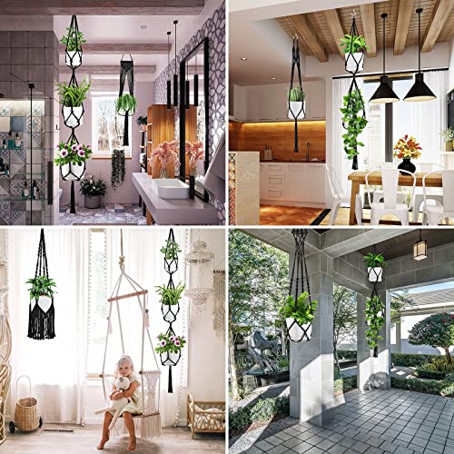 SFENNGPET Macrame Plant Hangers, 6Pack Hanging Planters for Indoor Plants - color: Black