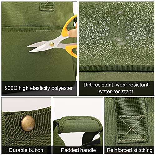 Housolution 14Inch Garden Tote Bag, 900D Standable, Dark green - color: Dark Green