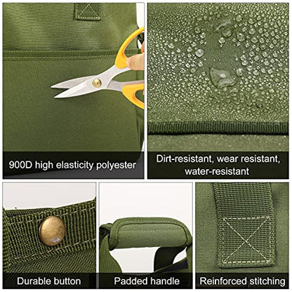 Housolution 14Inch Garden Tote Bag, 900D Standable, Dark green - color: Dark Green