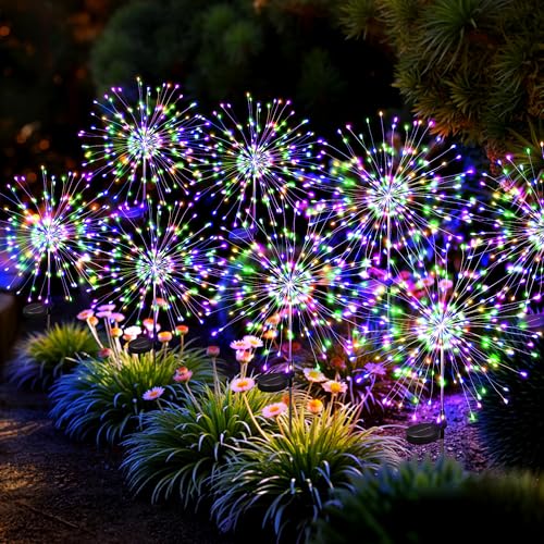 8Pack Solar Lights Outdoor, Multicolor Firework Lights - color: Multicolor, size: 8 Pack