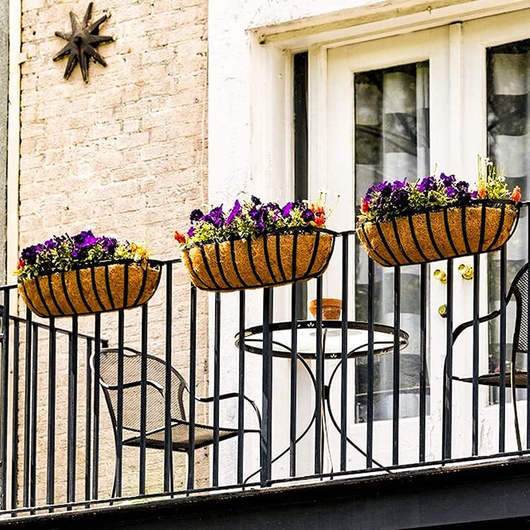 4pcs Trough Planter Basket Liners Coco Liner 30 inch, Thick Coconut Coir Liner Coco Fiber Liners Replacement for Wall Planter Window Box, Garden Fence Baskets Railing Planter In/Outdoors (30inch-4pcs) - color: 30inch-4pcs