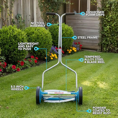 American Lawn Mower Company 2204-14 14-Inch 4-Blade Push Reel Lawn Mower - size: 14" 4 blade, 2.0