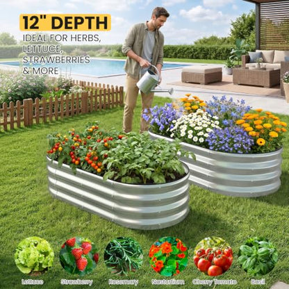 Galvanized Raised Garden Bed Outdoor, 4x2x1FT Planter Box, Silver - color: Silver, size: 4x2x1FT(1PC)