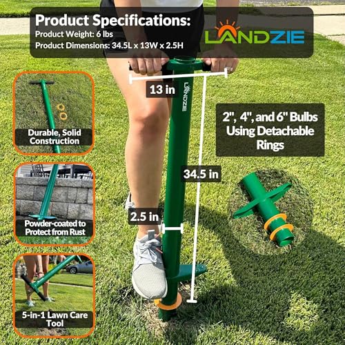 Landzie - Grass Plugger Tool, Manual Sod Cutter & Bulb Planter