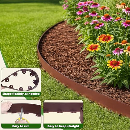 Gardzen 40-Foot x 3-Inch Landscape Edging Garden Border with 40 Spikes - color: Brown, size: 3IN-40FT