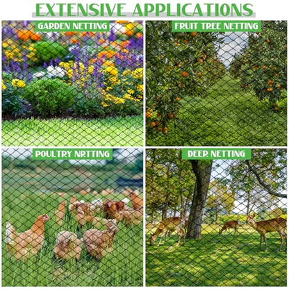 25x25FT Bird Netting for Garden,Heavy Duty Bird Netting for Chicken Coop with Ties and Staples for Vegetable, Fruit Trees,Plants, Lasting Against Birds Deer Squirrels and Poultry (Black) - size: 25x25FT