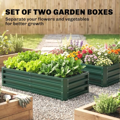 Outsunny 4' x 2' x 1' Galvanized Raised Garden Bed, Green - color: Green