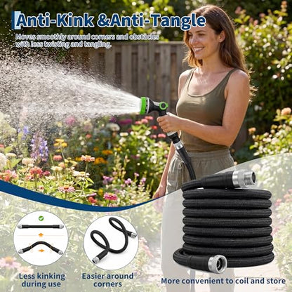 Garvee 75 FT Non-Expandable Garden Hose, Lightweight Water Hose - size: 75 FT
