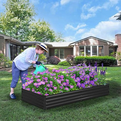Foxlang 8x4x1ft(2 PCS) Galvanized Raised Garden Bed - color: Black