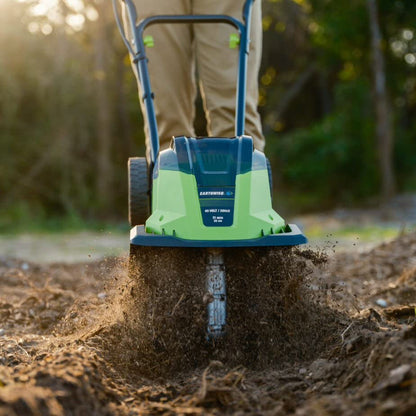 Earthwise TC722011 11" 2x20V Cordless Electric Garden Tiller Cultivator - style: 11-Inch 2x20-Volt Cordless