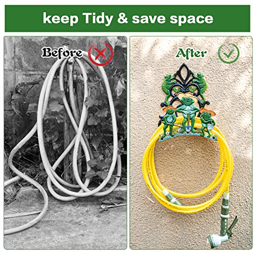 Sungmor Cast Iron Wall Mounted Garden Hose Holder - Five Frogs Rack - color: Shape D-frog
