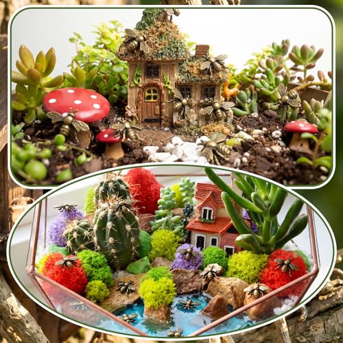 Weysat 50 Pcs Mini Vintage Bronze Bee Statue Small Bronze Bee Figurines - style: Bee