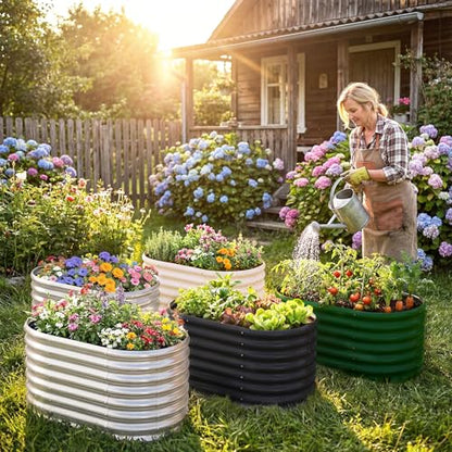 AHEONLAR 3Pack 3x2x2ft Galvanized Raised Garden Beds Outdoor, Oval Raised Beds for Gardening Metal Planter Boxes for Planting Vegetables, Fruit, Herb, Silver - color: Silver
