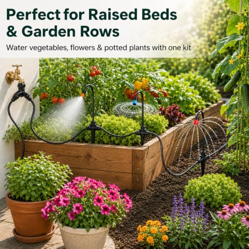 200FT 5/16" Drip Irrigation Kit, 36 Emitters for Raised Beds - size: 200FT / 36 Emitters