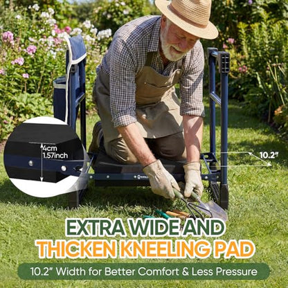 Garden Kneeler and Seat, Heavy Duty Foldable w/Soft Kneeling Pad
