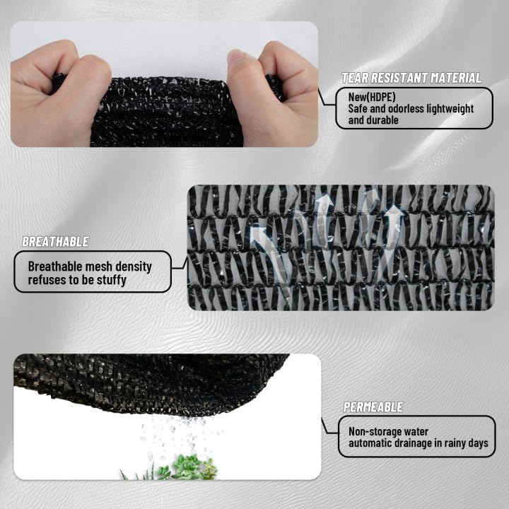 Cool Area Sun Shade Cloth with Grommets for Garden, 55% 6.5x10ft, Black - color: 55% Shade-Black, size: 6.5FTx10FT