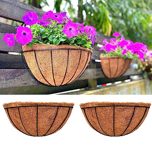 LaLaGreen Large Wall Planter (16 in, 2 Pack) Coco Liner Flower Baskets - size: 16" x 2 Pack