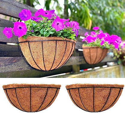 LaLaGreen Large Wall Planter (16 in, 2 Pack) Coco Liner Flower Baskets - size: 16" x 2 Pack
