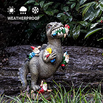 SOWSUN 14" Garden Gnomes Statue Dinosaur Outdoor Decor Gifts for Women - size: 14“ Dinosaur