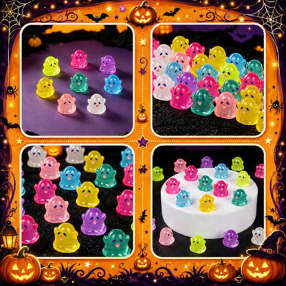 108 Pcs Halloween Luminous Mini Resin Ghost Figurines - color: Halloween-108pc